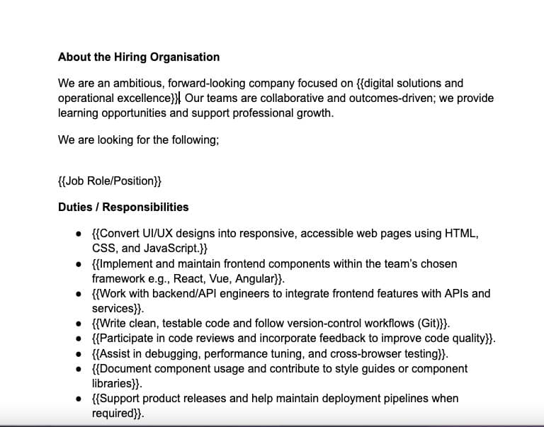Job Description Example preview 1