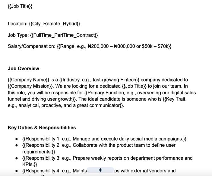 Job Description Template preview 1