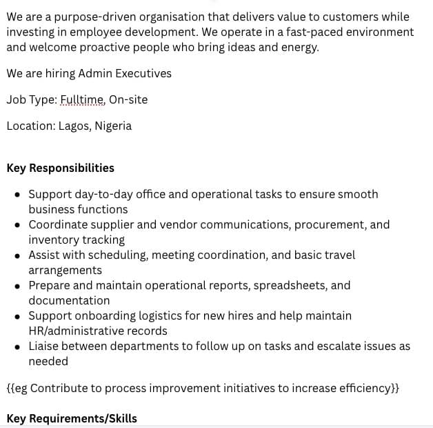 Sample Job Description Template preview 1