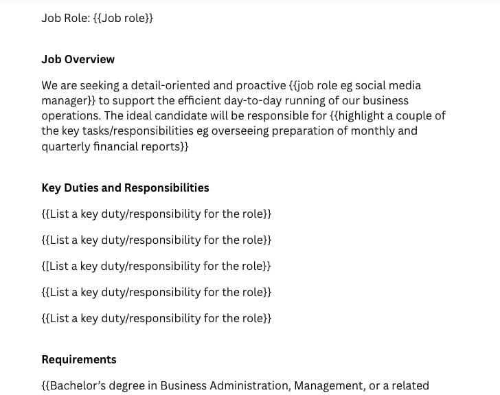 Job Duties Example preview 1