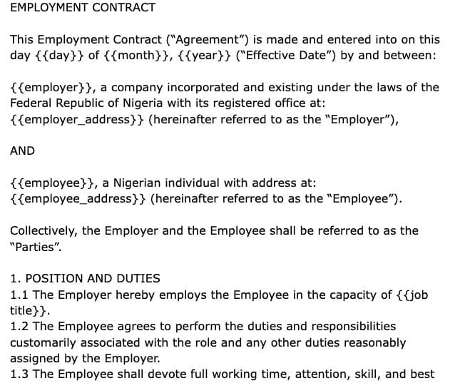 Contract Employment Template preview 1
