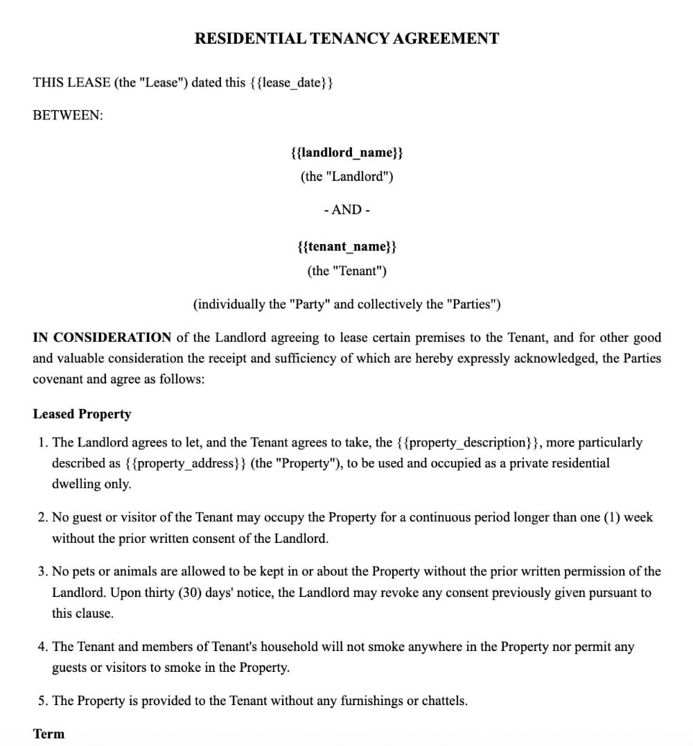 Residential Tenancy Agreement Template preview 1