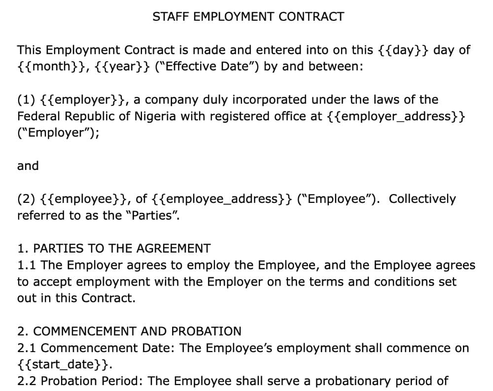 Staff Contract Template preview 1
