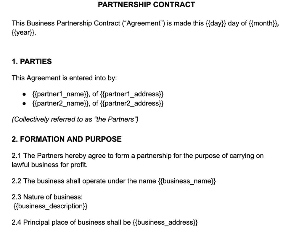 Partnership Contract Template preview 1