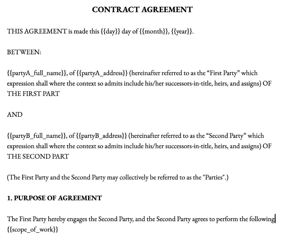 Sample Contract Agreement Between Two Parties preview 1