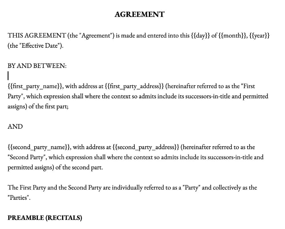 Example of Agreement Between Two Parties preview 1