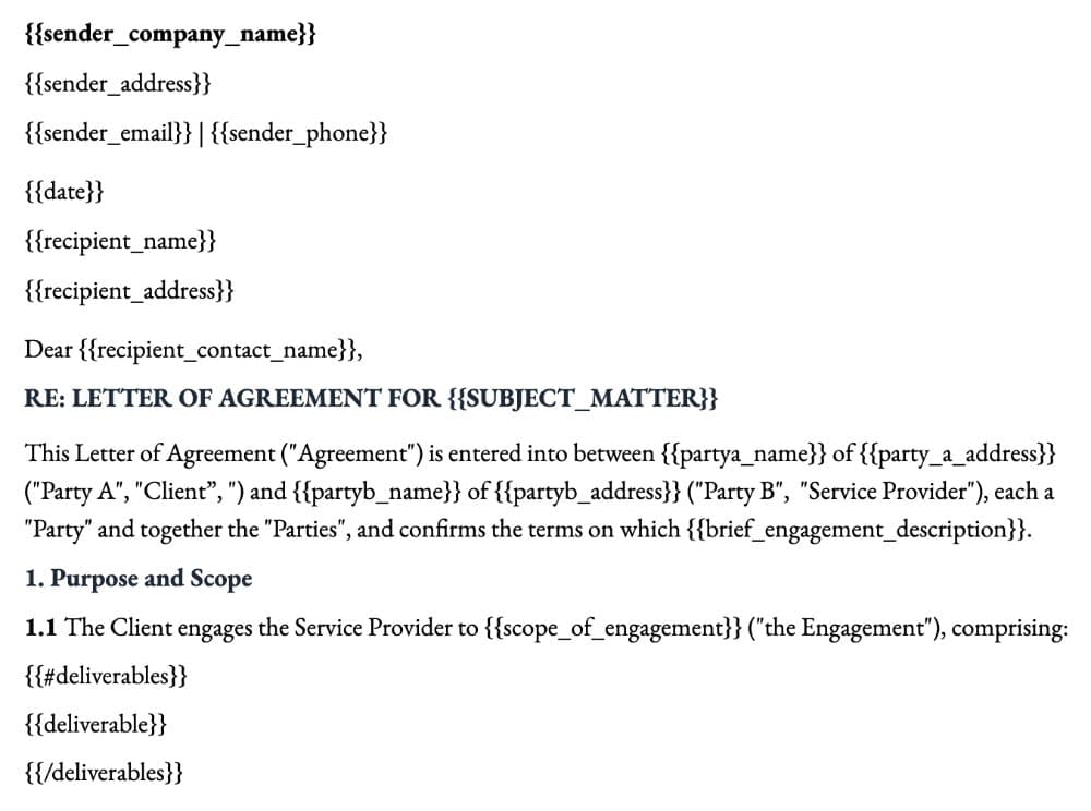 Letter of Agreement Between Two Parties Template preview 1