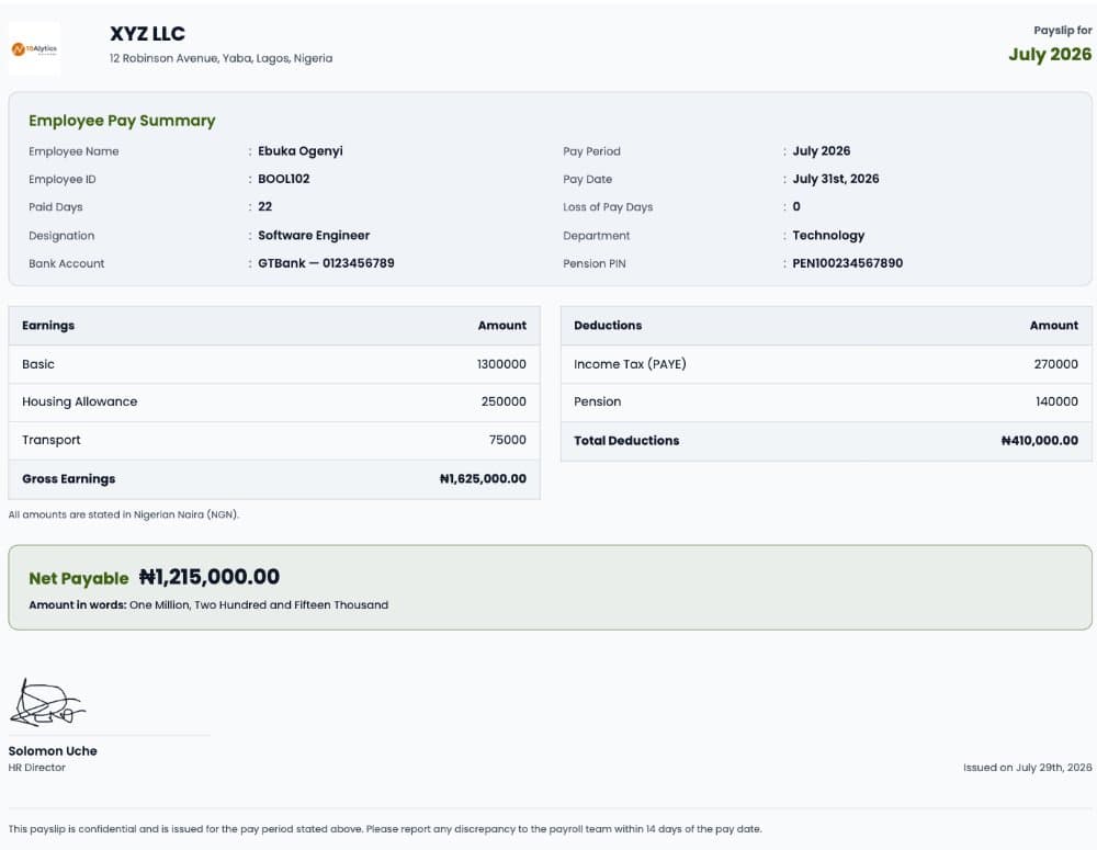Monthly Payslip Template (Salary Slip) preview 3