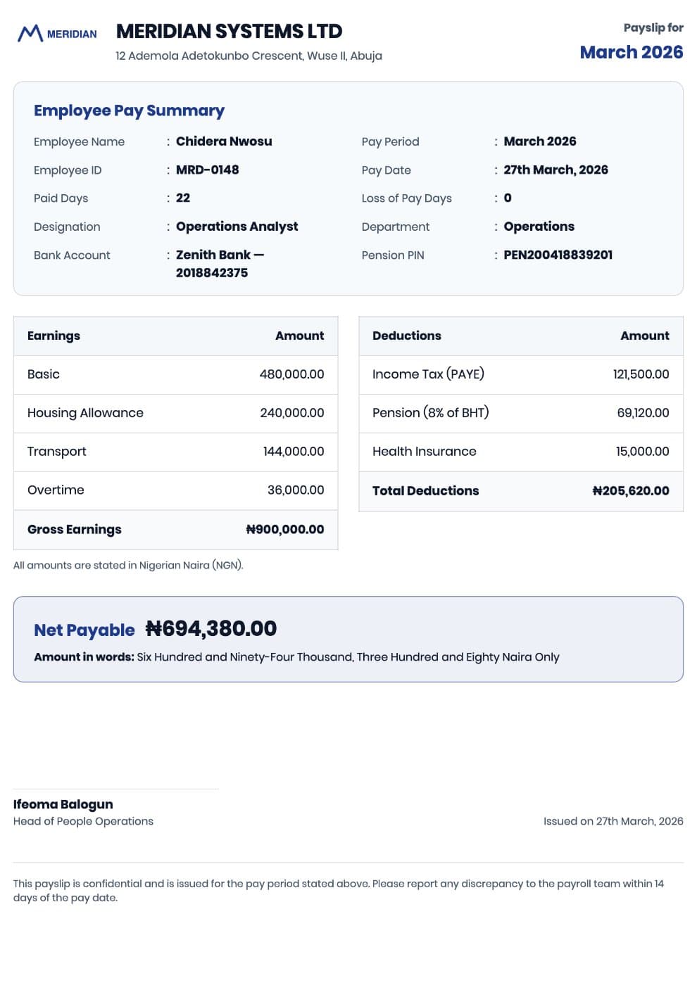 Monthly Payslip Template (Salary Slip) preview 2
