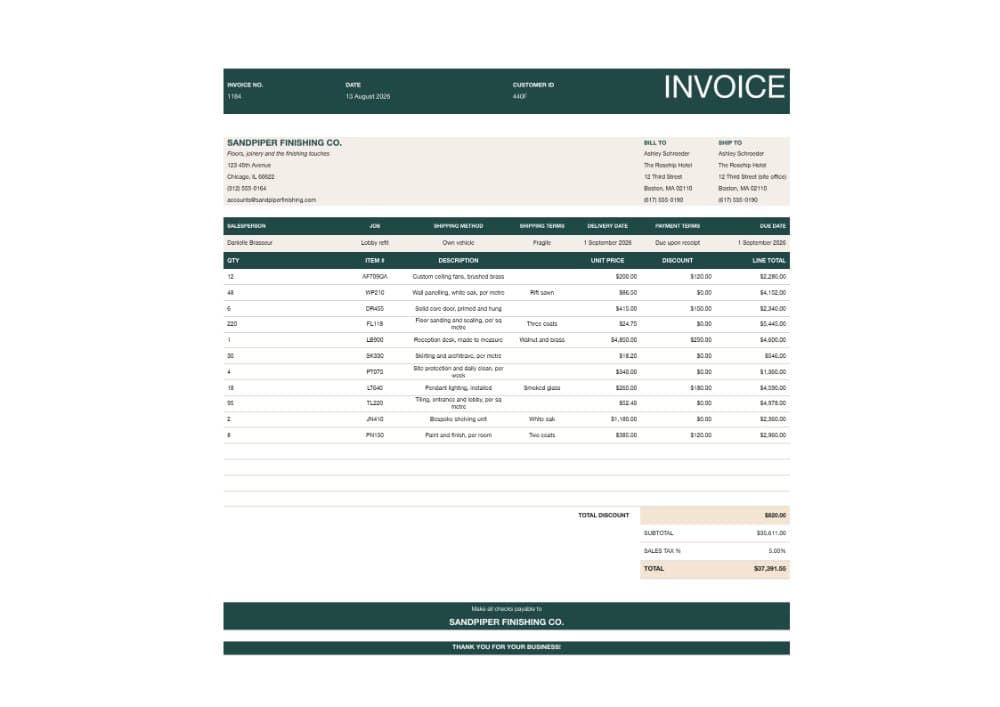 Service Invoice Template preview 1