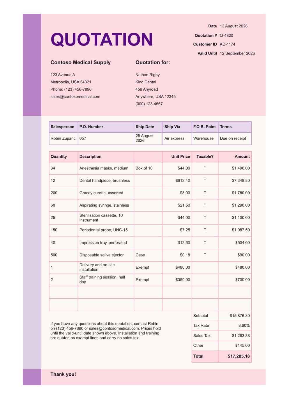 Business Sales Quotation Template preview 1