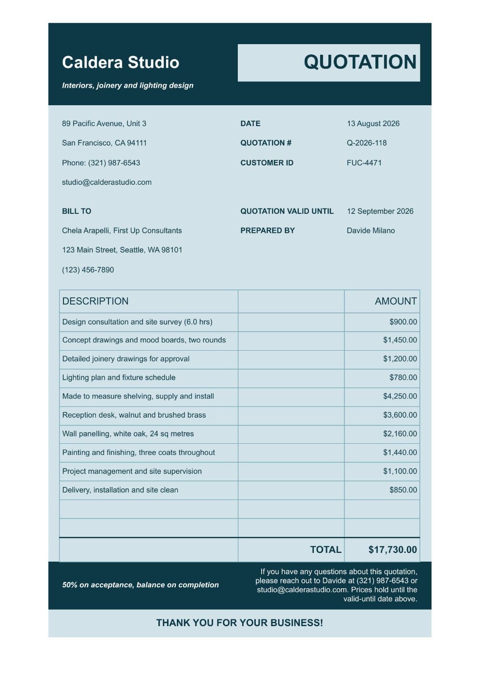 Simple Quotation Template preview 1