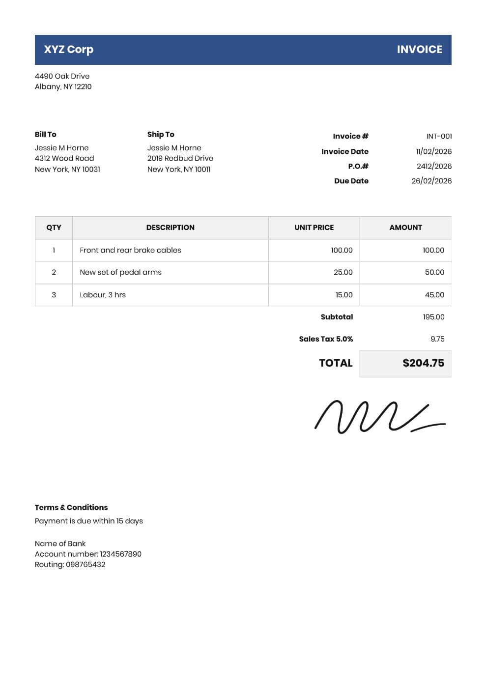 Standard Business Invoice Template (Classic Blue Invoice) preview 1