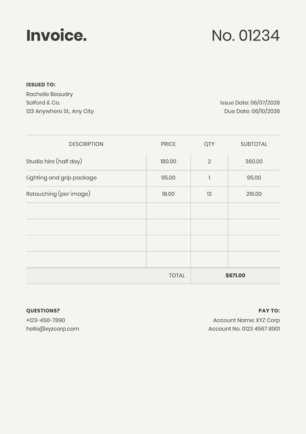 Cream Blank Invoice Template preview 1