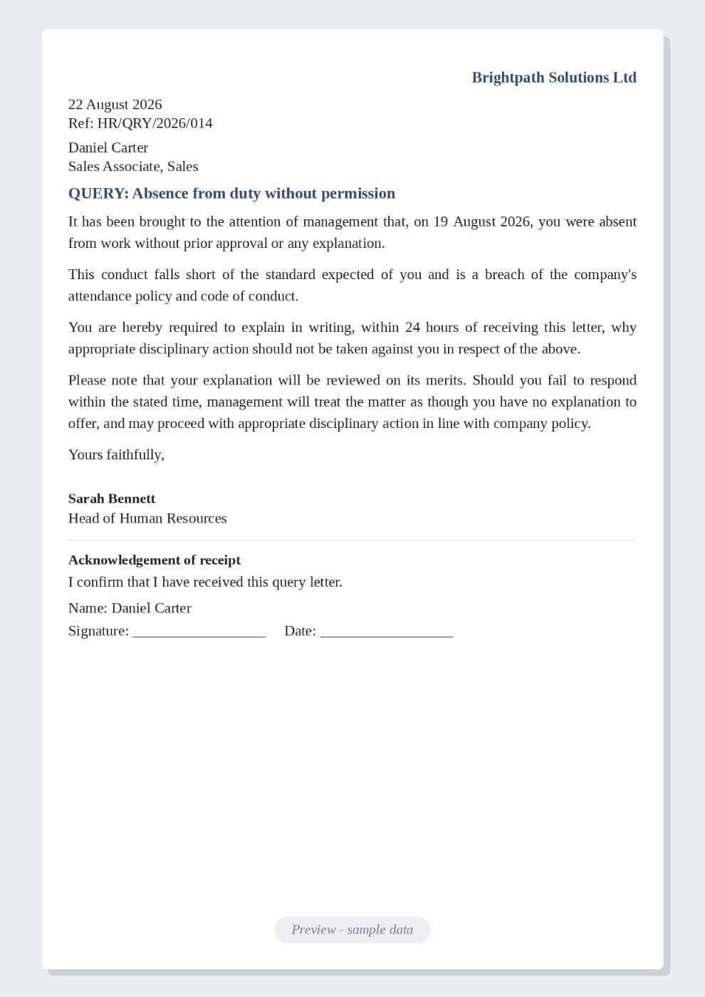 Query Letter Template preview 1