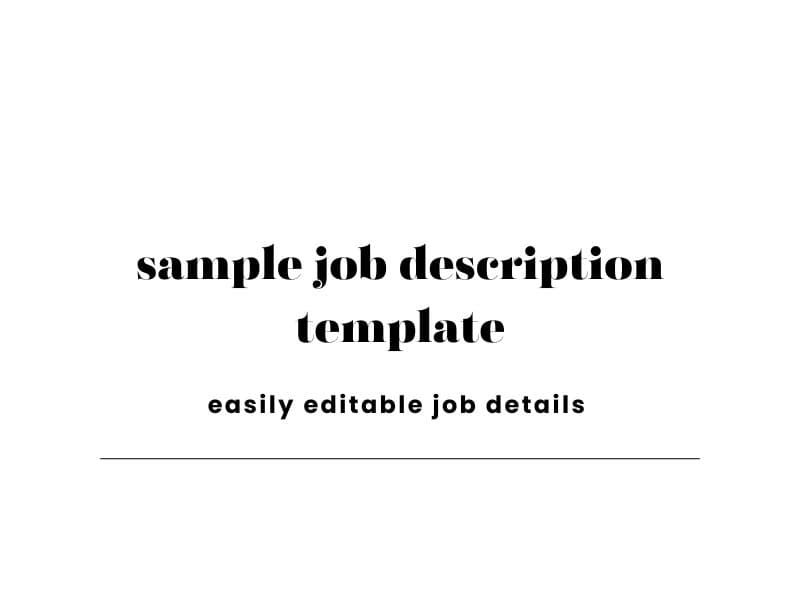 Sample Job Description Template