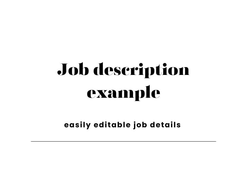 Job Description Example