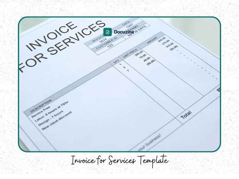 Invoice for Services Template