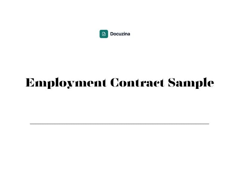 Employment Contract Sample