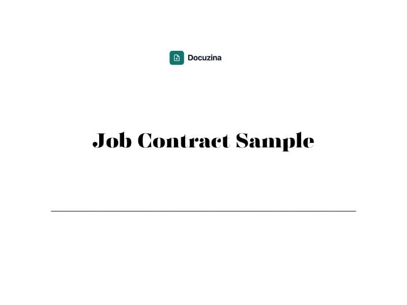 Job Contract Sample