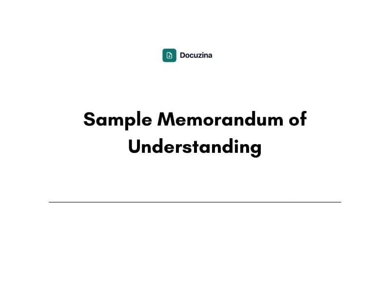 Sample Memorandum of Understanding