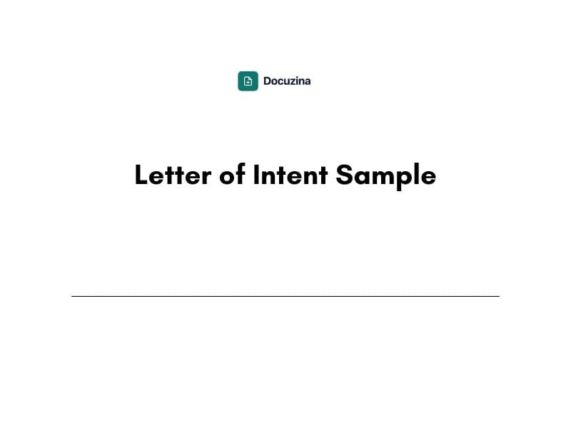 Letter of Intent (LOI) Sample