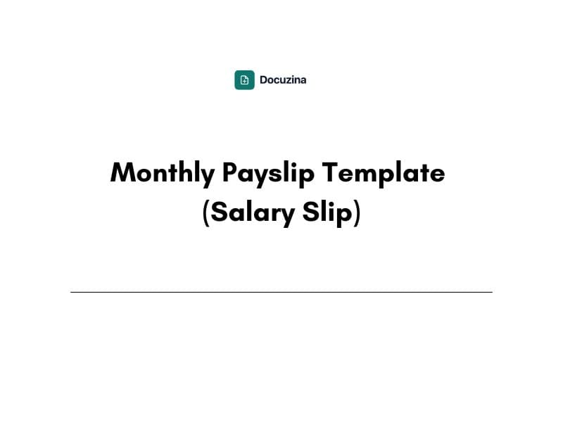 Monthly Payslip Template (Salary Slip)