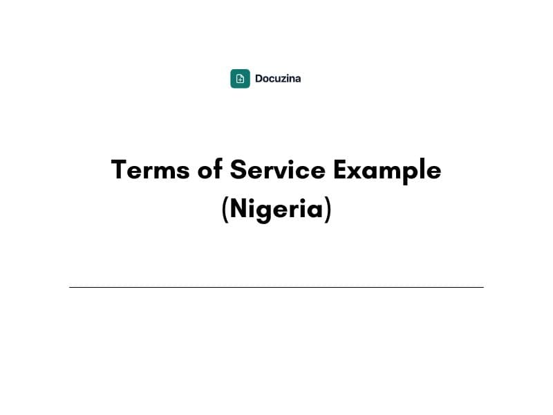 Terms of Service Example (Nigeria)