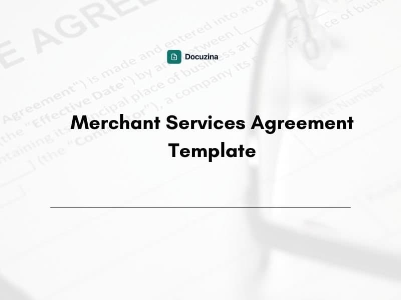 Merchant Services Agreement Template