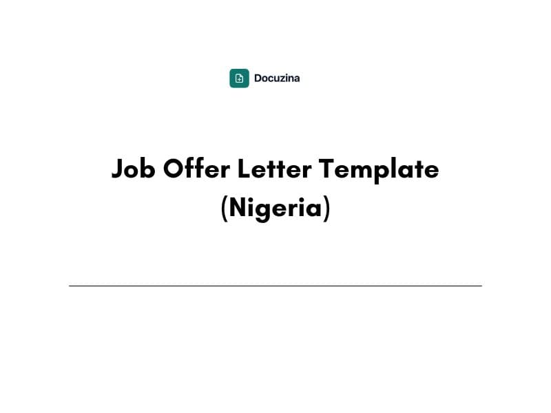 Job Offer Letter Template (Nigeria)