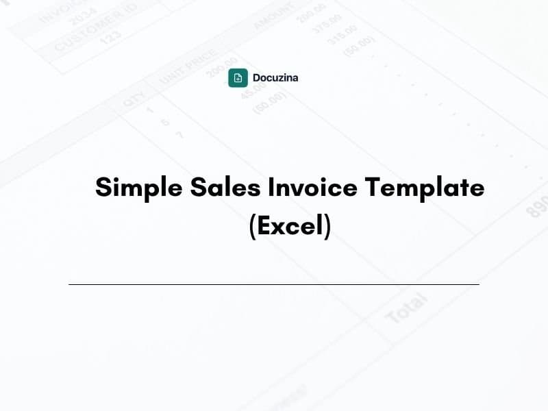 Simple Sales Invoice Template (Excel)