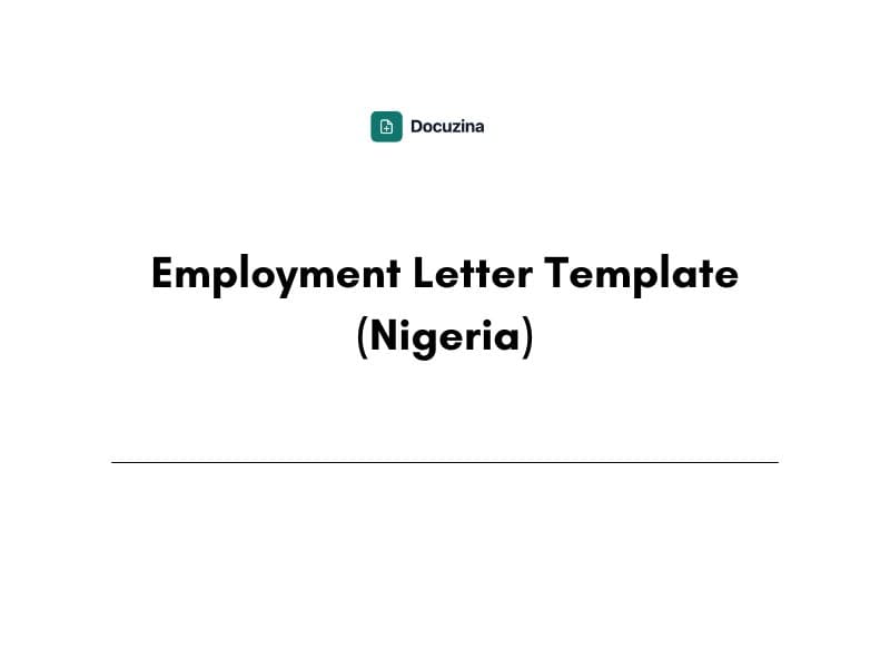 Employment Letter Template (Nigeria)