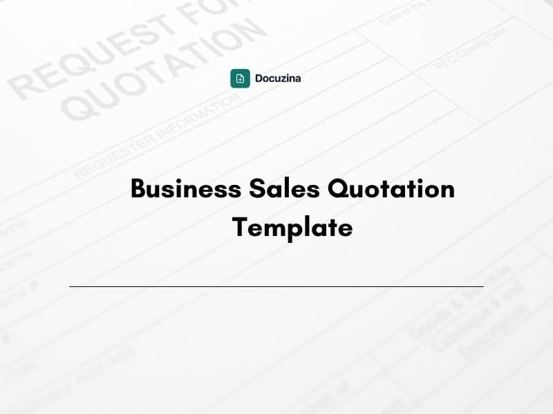 Business Sales Quotation Template