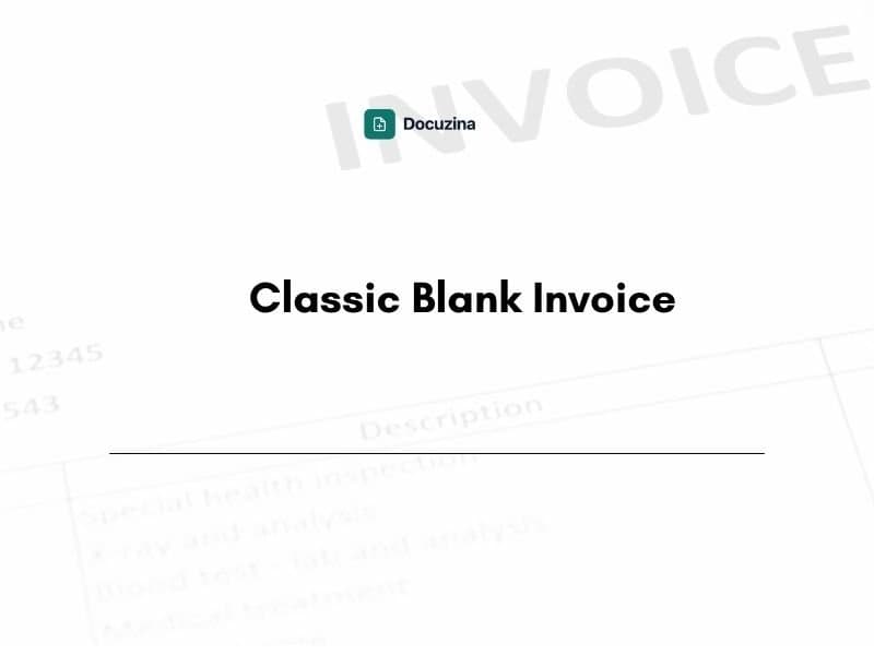 Classic Blank Invoice