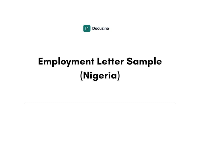 Employment Letter Sample (Nigeria)