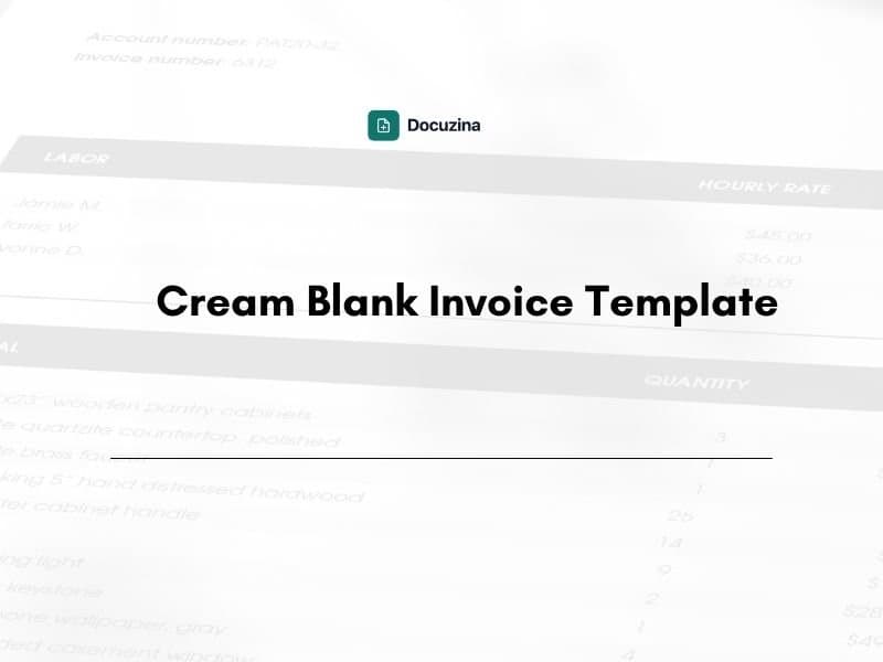Cream Blank Invoice Template