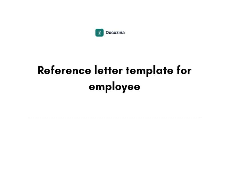 Reference Letter Template for Employee