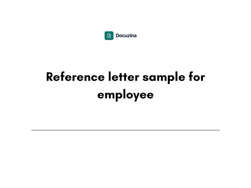 Reference Letter Sample for Employee
