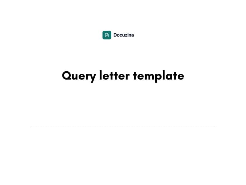 Query Letter Template